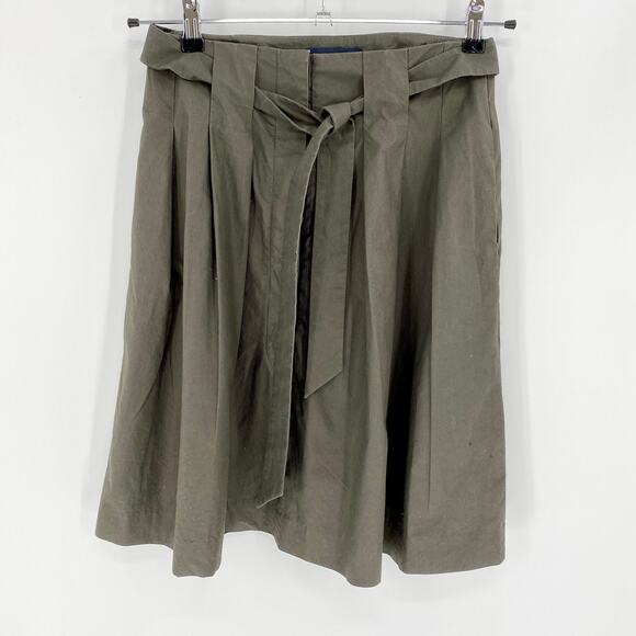 BANANA REPUBLIC Womens Skirt Cotton Size 2 Pleated Self-Tie Belt Mini A-Line - Picture 1 of 4